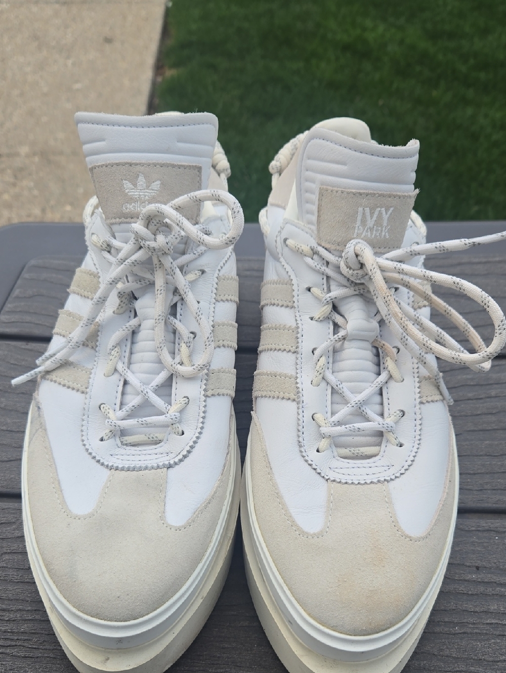 IVY PARK White & Cream Platform Lace-Up Sneakers